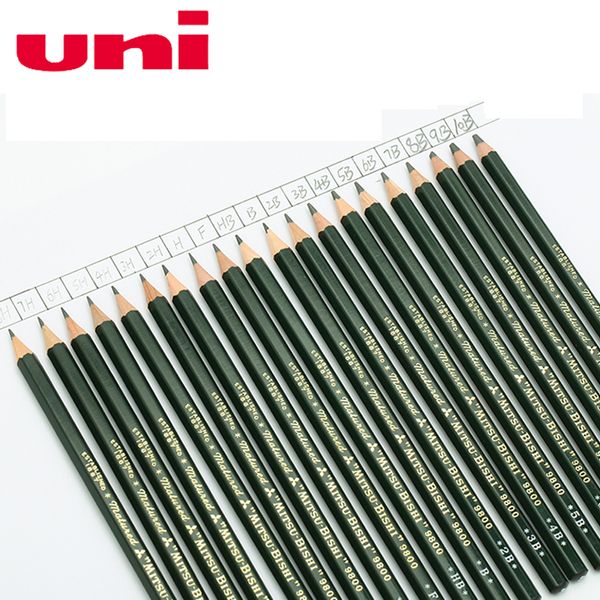 

12pcs/lot uni 9800 drawing pencils multi-grayscale pencil rawing for painting student art hexagon rod writing pencil