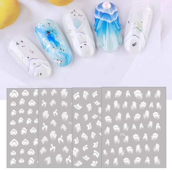 

1шт 3d градиент ногтей наклейки наклейки белый холм ракушки море дизайн летний слайдер для маникюра diy nail art украшения советы, Black