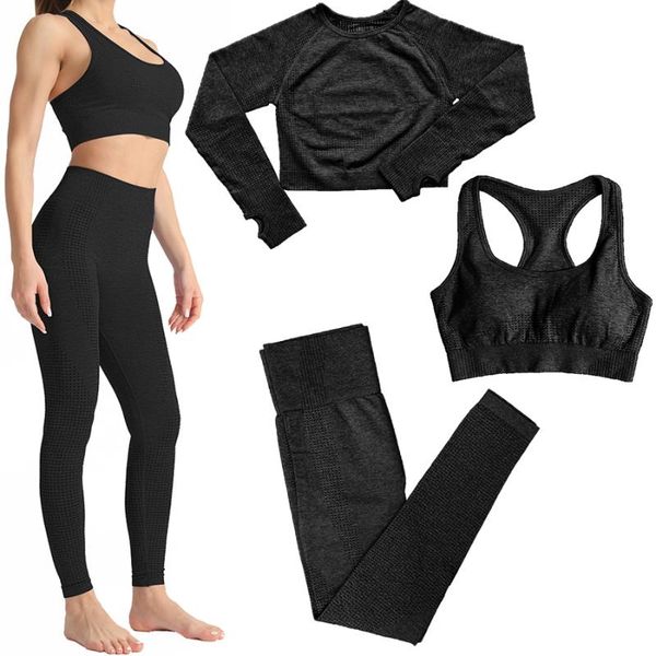 

women seamless yoga set fitness sports suits gym clothing high waist running leggings workout pants long sleeve crop shirts, White;red