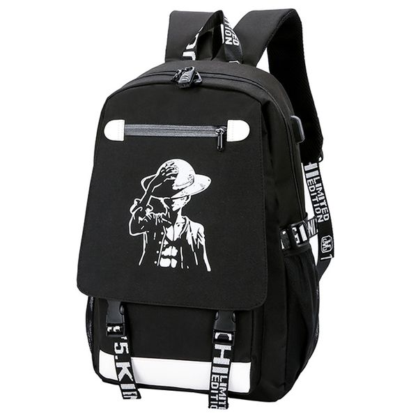 

fashion night light backpack cartoon anime one piece printed oxford creative casual student schoolbag shoulder laptravel bag