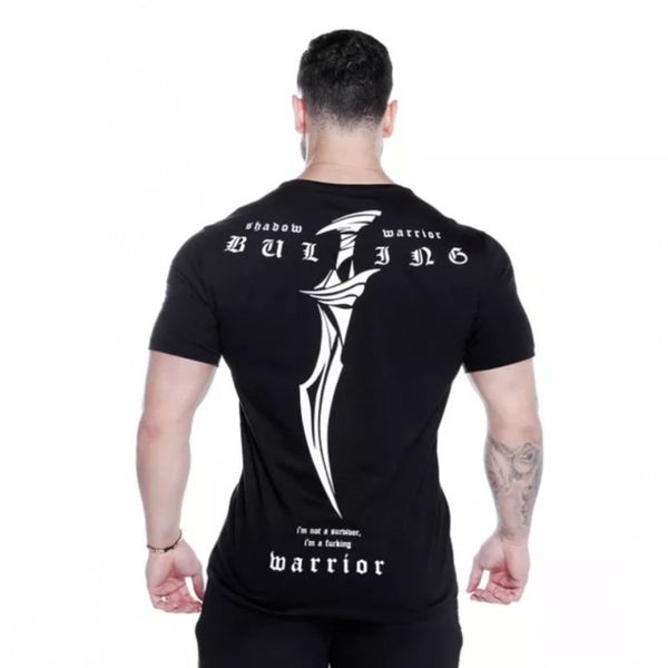 

2019 cotton gym tight elastic sport running t shirt men fashion printing bodybuilding fitness men singlets short sleeve t-shirts, Black;red