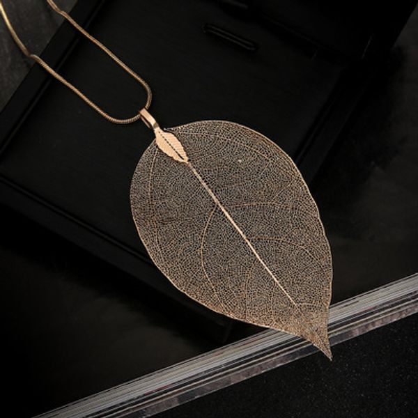 

designer leaf pendant necklace gold chain sweater necklace fashion charm necklaces for women men statement necklaces boho jewelry gift, Silver