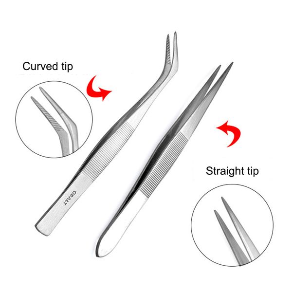 

2 pcs stainless steel eyelash eyebrow tweezers multi function face beauty care kits make up tool 998