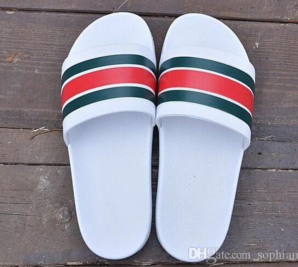 

designers rubber slide sandal floral brocade men slipper gear bottoms flip flops women striped beach causal slipper, Black;grey