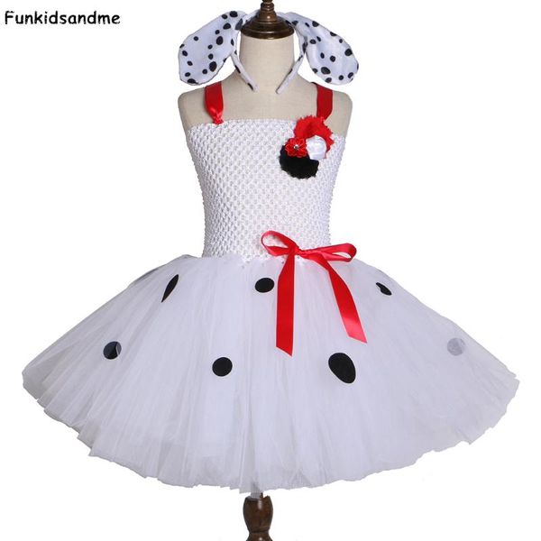 

girl's dresses dalmatian girls tutu dress polka dot tulle flower girl birthday party kids halloween costumes dalmation dog up, Red;yellow