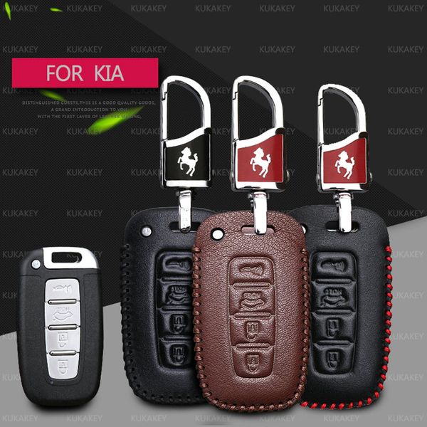 

genuine leather car key case cover for kia sorento forte sportage k5 optima shuma borrego cerato ceed key chain ring accessories