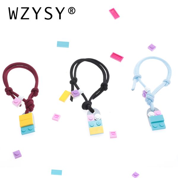 

new adjustable building block combination woven rope bracelet to combine shapes for boys and girls good freind couple gifts, Golden;silver