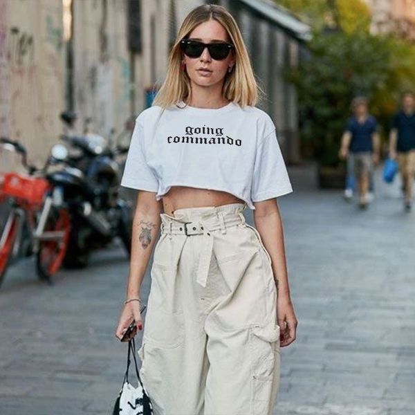 

women's t-shirt fashion o neck letter print micro ultra short summer women sleeve loose casual cozy slim tee shirt, White