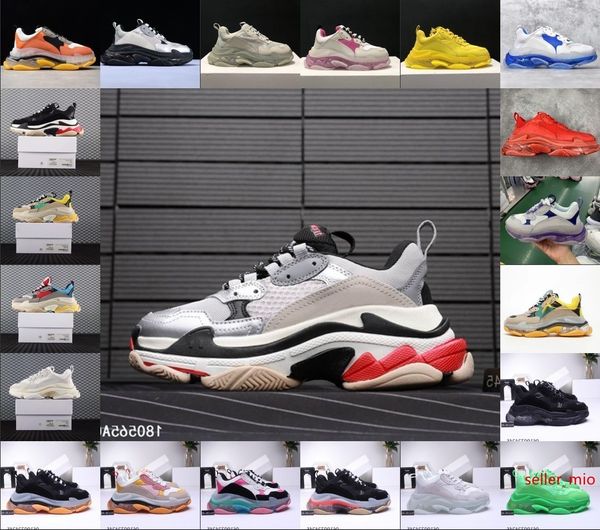 

2019 новый париж повседневная обувь 17fw triple-s для мужчин женские бежевый дешевые спорт конструктор тройной s размер обуви 36-45