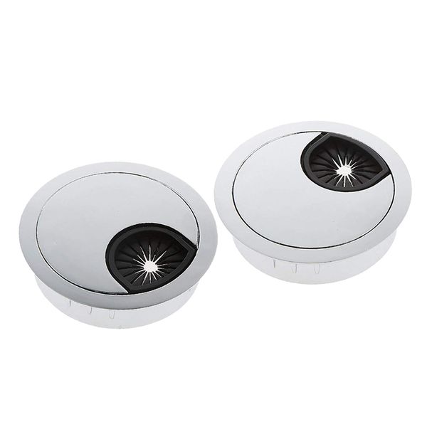 

2 pack 50mm pc computer desk alloy grommet table cable tidy wire hole cover