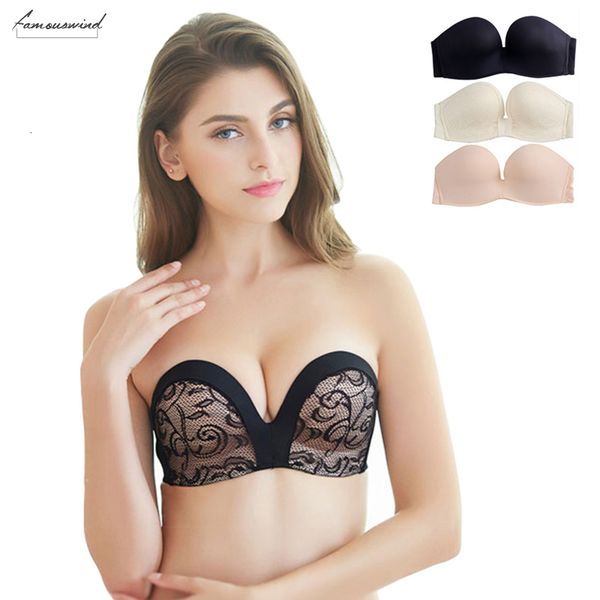 

women bra blackless seamless bras for push up lingerie clear back brassiere 1 2 cup invisible strapless lace d, Red;black