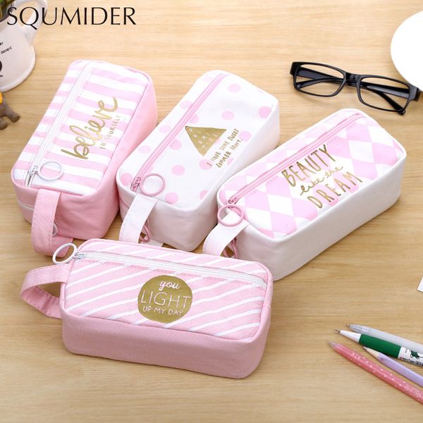 

creative simple student pencil case cartoon zipper bag for student stationery storage bag school stationery gift supplies