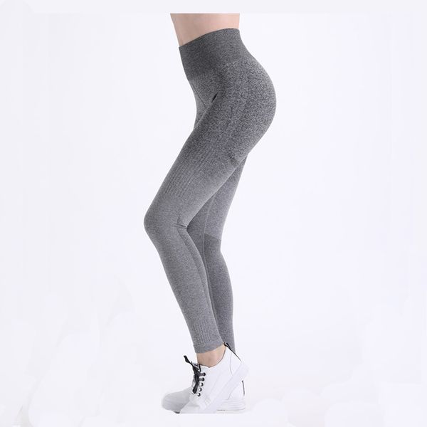 

high waist gym leggings knitted yoga pants women stretchy fitness clothing vital seamless push up gym tights running sportwear, White;red