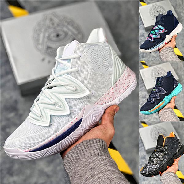 

kyrie five 5 v zoom black magic sky star men basketball shoes 5s men rainbow black white light weight breathable sports sneakers us 7-12, White;red