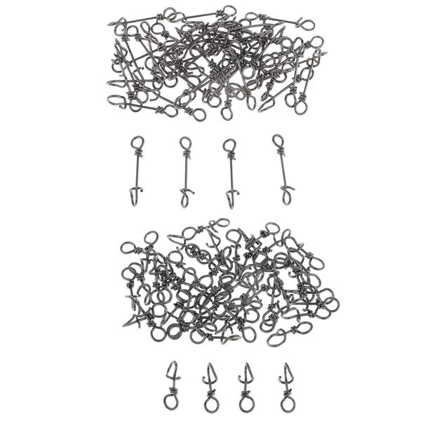 

100x high strength stainless steel quick lock fishing snaps clips swivels