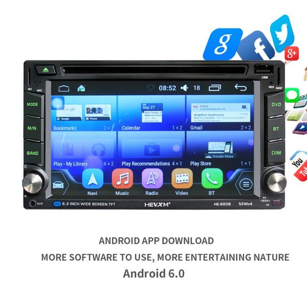

car 6.2-inch android bluetooth dvd navigation mp3 mp4 players auto radio mp5 play gps navigator dual spindle car video play