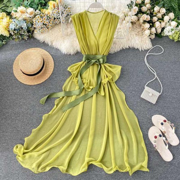 

woman shirts sleeveless deep v--neck lace up shirt european style solid irregular chiffon female shirts 2020 summer, White