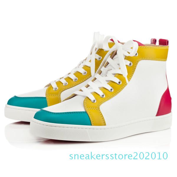 

with box,many colors]luxurious brand red bottom men,women shoes genuine leather high sneakers shoes,outdoor flat with walking party s10, Black