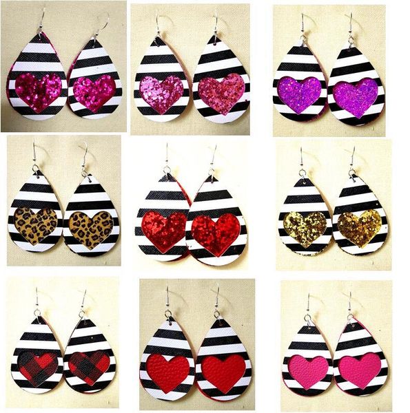 

20pairs/lot plaid faux leather earrings set 2020 red/black plaid earing for women fashion statement earring dangle jewelry, Silver