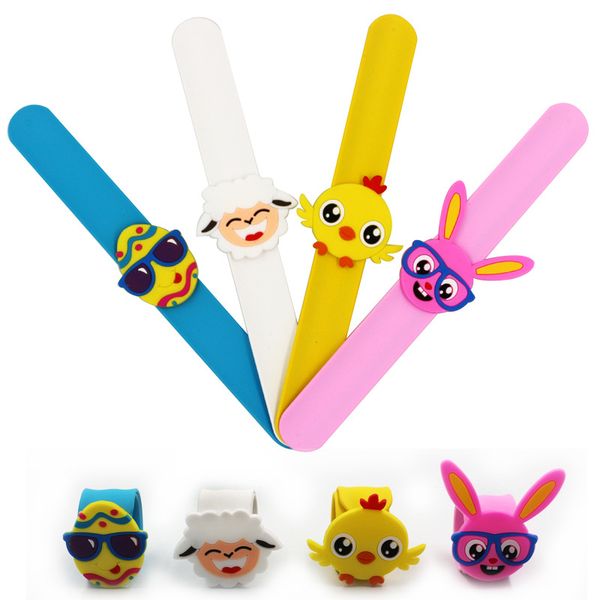 

easter cartoon animal beads bracelet flexible slap wrap wristband kid children girl boy bangle gift favor, Golden;silver