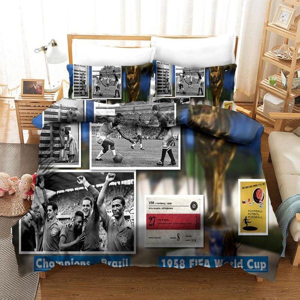 

1958 football world cup champion brazil bedding set bedroom decor 100% microfiber soft 1pc duvet cover with pillowcases