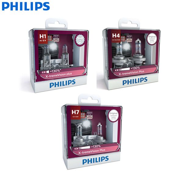 

philips x-treme vision plus h1 h4 h7 9003 hb2 12v xvp 130% more bright car halogen headlight fog light ece auto lamps, 2pcs