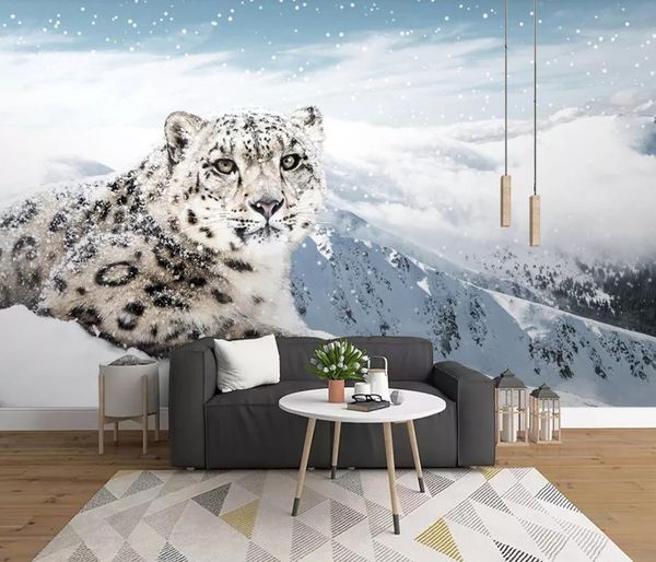 Tierleopardenlandschaftshintergrund-Wandbildtapete für Wände 3 d für Wohnzimmer