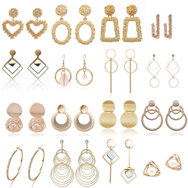 

fashion statement earrings 2019 big geometric earrings for women hanging dangle earrings drop earring modern jewelry, Silver