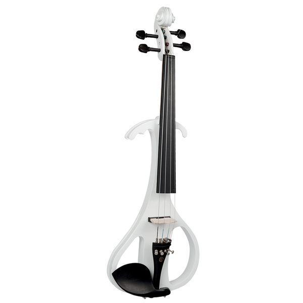

4/4 electric violin full size wood silent fiddle with ebony fittings headphone cable (white
