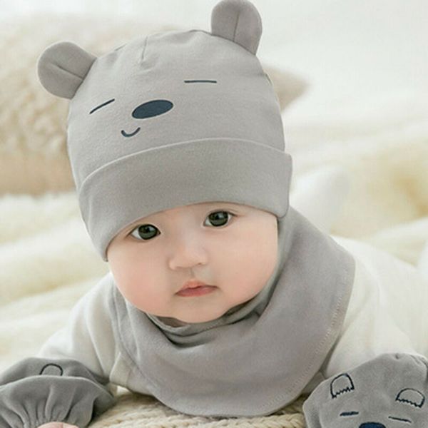 

2 pieces baby beanies cap set baby kid solid color plush ball baby girls hat and scarf set winter warm caps for boys newborn hat, Blue;gray