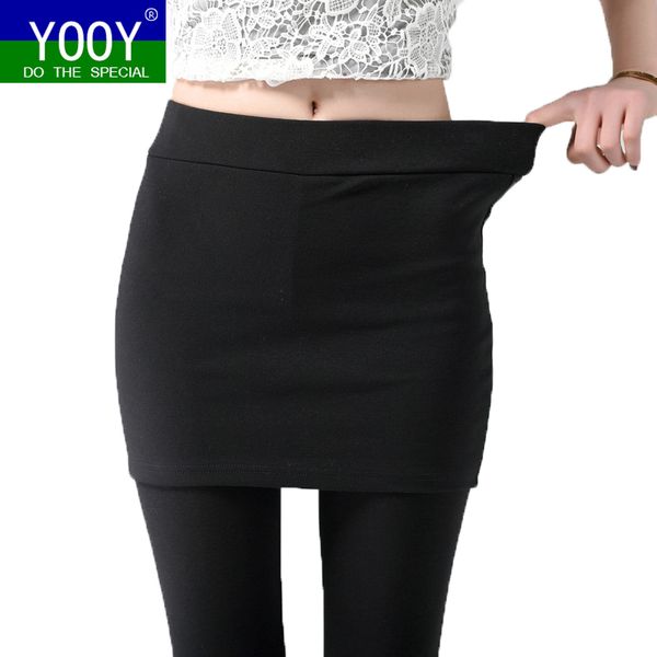 

women's leggings yooy fitness women camouflage big size joggers leggins pants trousers with a long skirt, Black