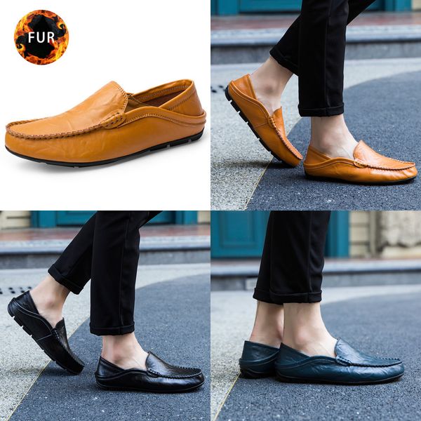 

leather men shoes casual comfortable loafers moccasins shoes male lightweight driving footwear 2019 new, Black