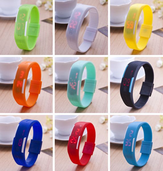 

2018 silicone led sports watches men women dress children electronic led digital watch man ladies morning running sport watch, Slivery;brown