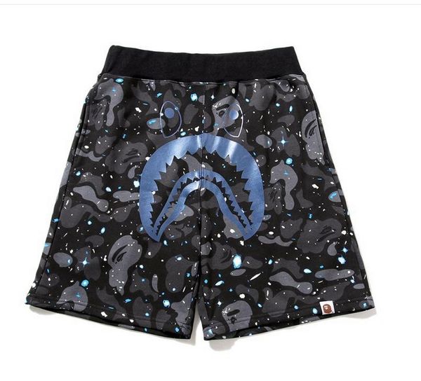 

summer men's shark shorts lover cotton camo causal shorts men casual camouflage skateboard short pants loose beach shorts streetwe, Black