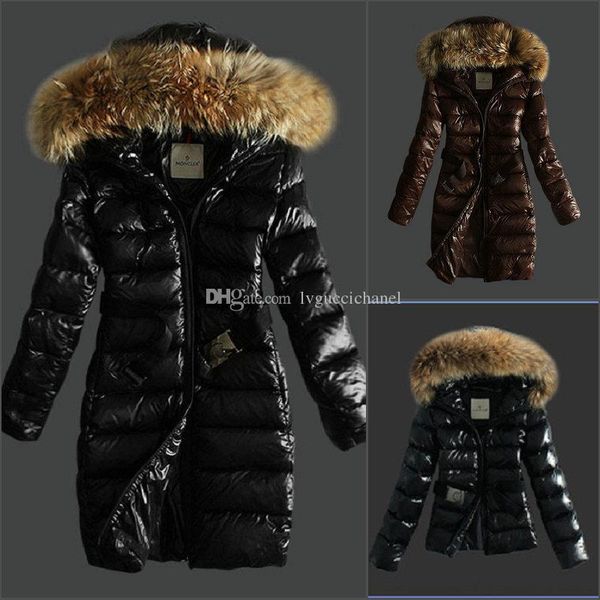 

франция бренд женщины длинные короткий зимний пуховик женщины тонкой женщина пальто сгущает мех parka вниз пальто одежда с капюшоном ветровк, Black