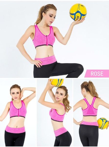 

trendy sports women running yoga fitness no rims bra shockproof zipper push up underwear good quality vest bras, White;black