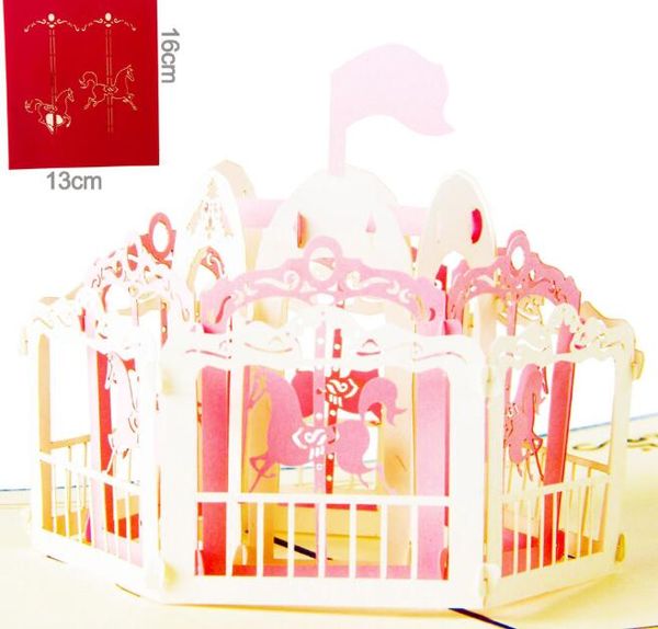 

carousel 3d laser cut pop up greeting cards baby happy birthday postcards vintage chic retro thank you gift message cards