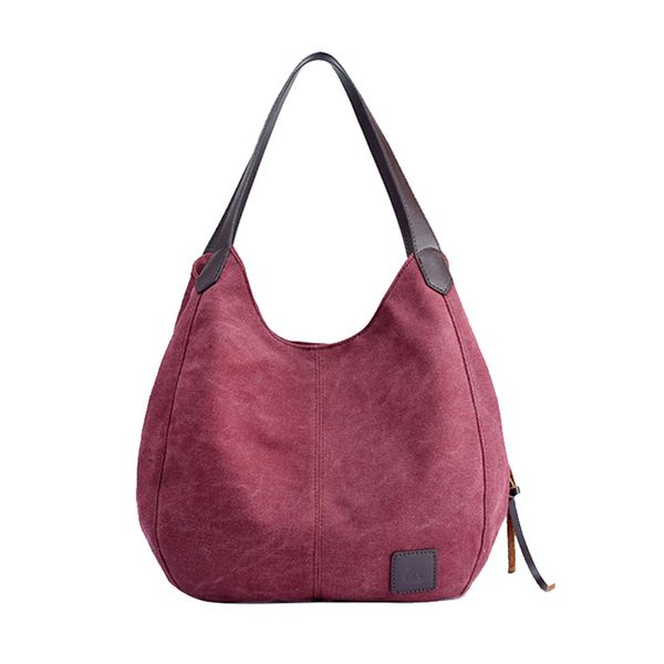 

women's canvas handbags female hobos single shoulder bags vintage solid multi-pocket ladies totes messenger bags#t2