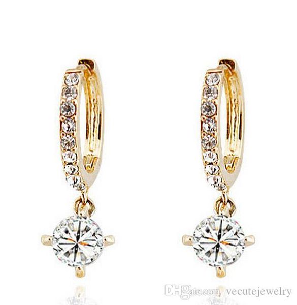 

gold silver plated crystal clip on earrings for women made with swarovski elements bridal jewelry circle hoop dangle earrings nice gift