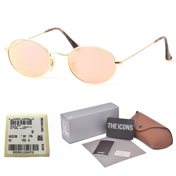 

1pcs High Quality Fashion Oval Sunglasses Men Women Brand Designer Sun Glasses Metal Frame Glass Lens with Retail accessories and label