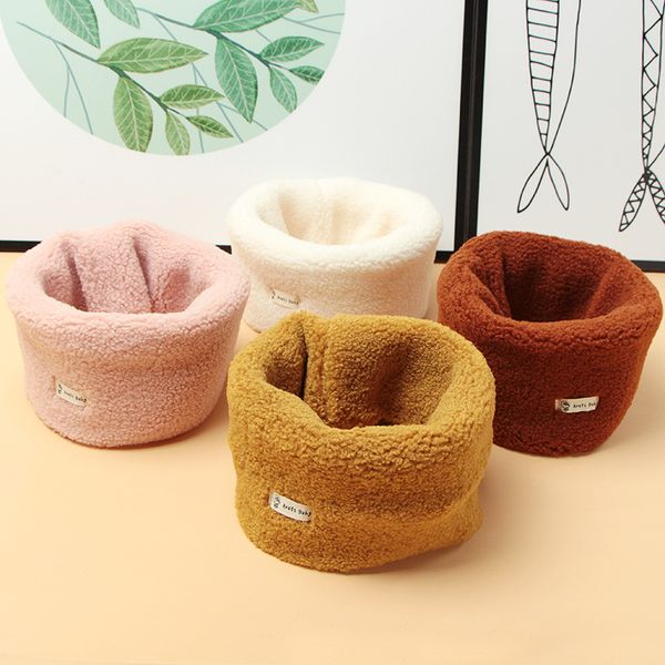 

2019 winter korean version new plus thick velvet scarf wild warm children's scarf solid color baby collar, Blue;gray