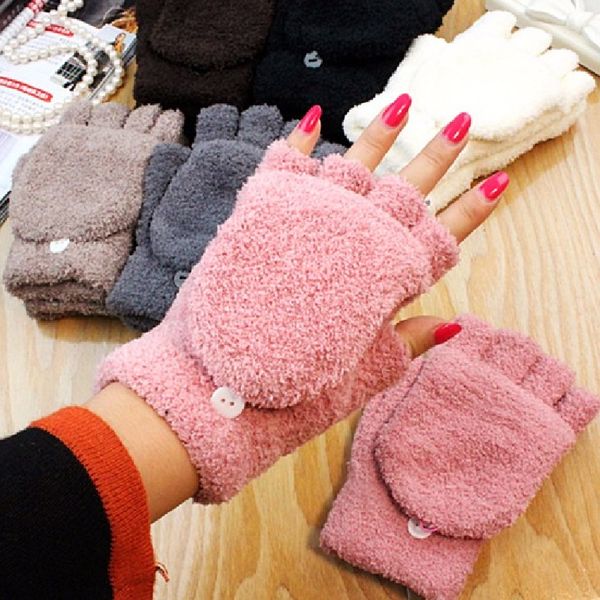 

женщины дамы рук запястья перчатки грелки зимы fingerless варежки перчатки элегантная женщина толстая теплая мягкая пушистая guantes 6c0067, Blue;gray
