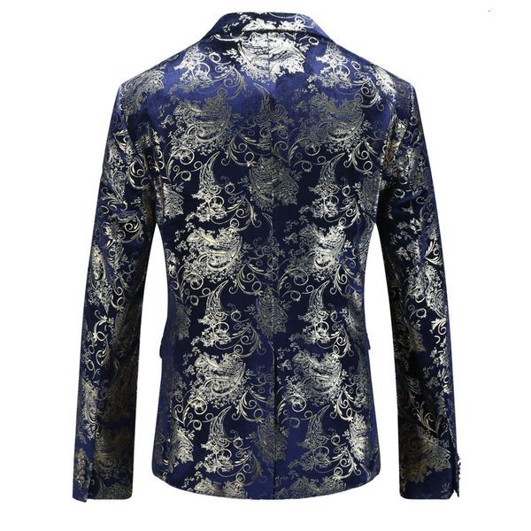 

2020 new blue gold flower pattern stage costume for men england style plus size 5xl slim fit prom party blazer jacket male coat, White;black