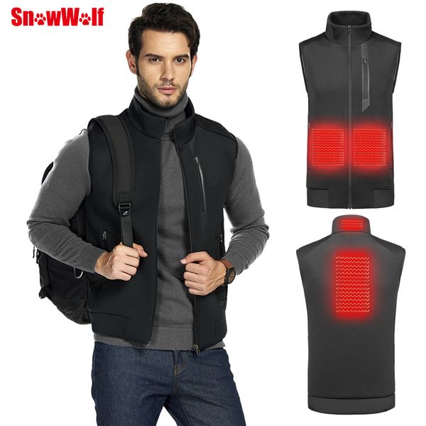 

snowwolf men women winter heated vest usb infraded battery heating waistcoat thermal outdoor jacket coat, Gray;blue