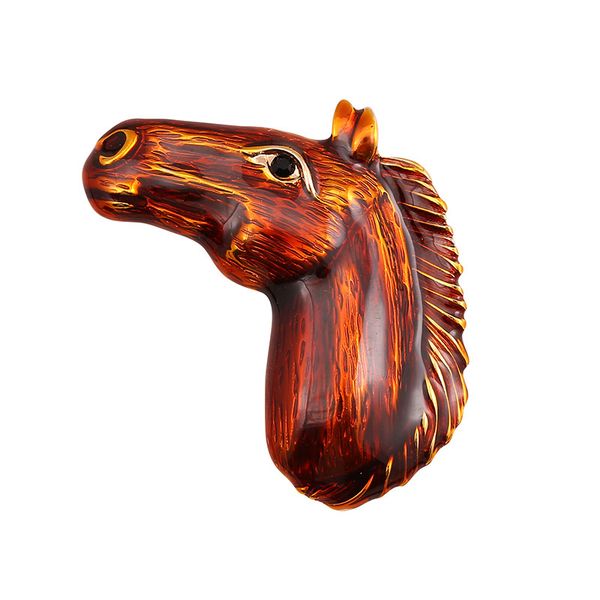 

new european and american style fashion enamel inlaid semi-precious stone temperament personality horse brooch, Gray