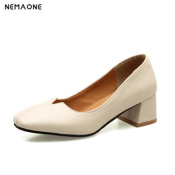 

2020 new women fashion restoring ancient ways square toe pumps square heel women spring summer party dress shoes size 34-43, Black