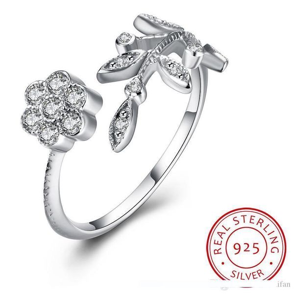 

leaves and flowers open vintage ring engagement anillos solid 925 sterling silver jewelry gifts wedding rings for women vsvr025, Golden;silver