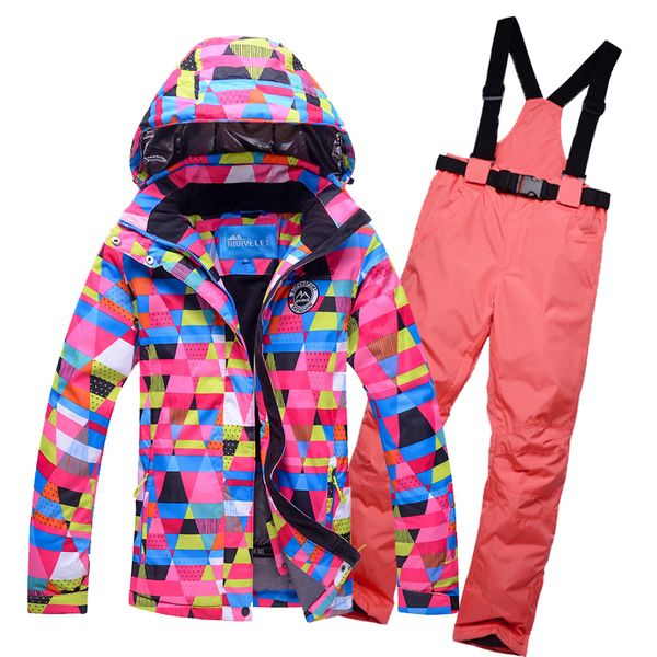 

deliver 2017 new ski suit set women's snowboard jacket and pants ski suit women windproof waterproof women's winter jackets
