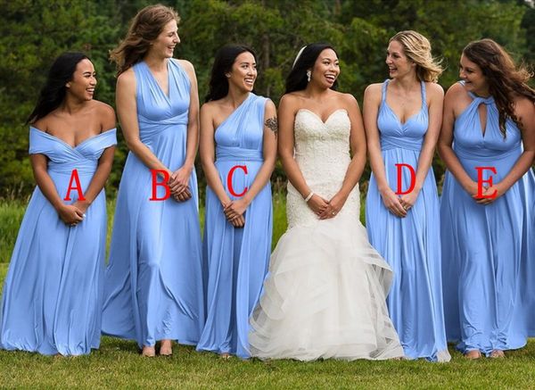 

convertible mixed neckline bridesmaid dresses for western garden weddings 2020 a line floor length chiffon maid of honor gowns custom made, White;pink