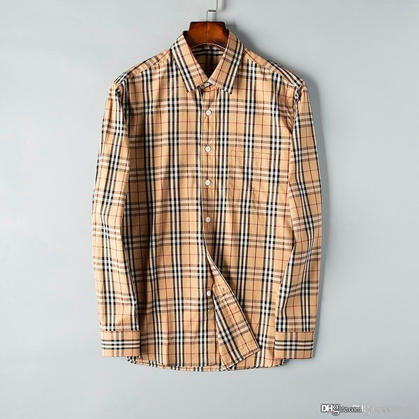 

2019 luxury mens вскользь рубашка с длинным рукавом платье конструктора рубашки формальные бизнес рубашки плед марка одежда социальные камиз, White;black